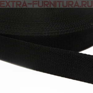 Стропа шир.30мм (+/-2мм), цв. черный, уп.50м*10уп, Б, пл. 11,8 гр/м