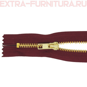 Молния джинсовая № 5, 18 см, латунь, цв.179 бордовый