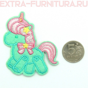 Термоаппликация Единорог розово-бирюзовый