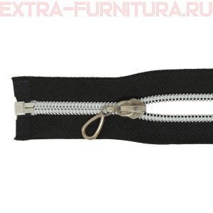 Молния спираль декор Т7 55см цв.черный/серебро