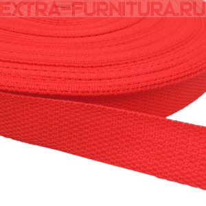 Стропа шир.25мм, цв.190 красный яркий, уп.50м, пл. 9,8 гр/м