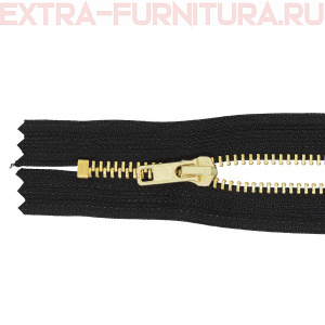 Молния джинсовая № 4, 14 см, латунь, цв.322 черный