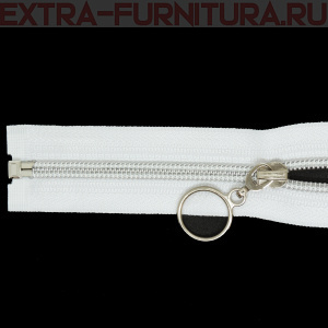 Молния спираль декор Т5 75см цв.белый/серебро (кольцо)