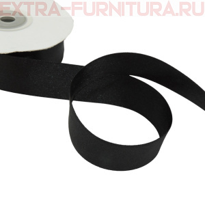 Лента атласная 24 мм  цв. черный рул. 27,42м