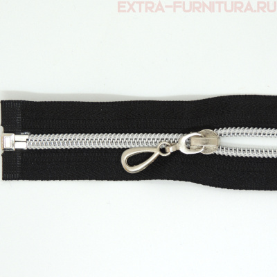 Молния спираль декор Т5 50см цв.черный/серебро (капля)