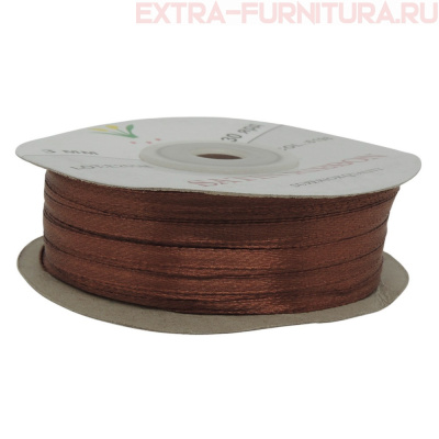Лента атласная  3 мм  цв.198 коричневый  рул.100 м