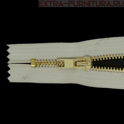 Молния джинсовая № 5, 18 см, латунь, цв.307 бежевый