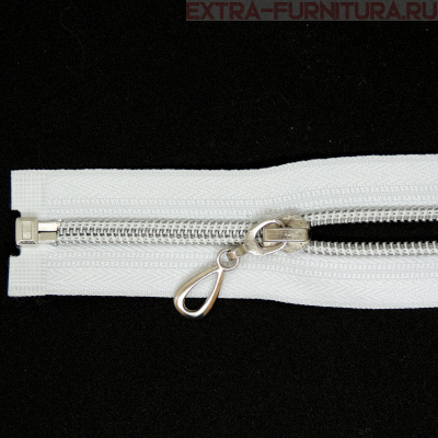 Молния спираль декор Т5 45см цв.белый/серебро MaxZipper